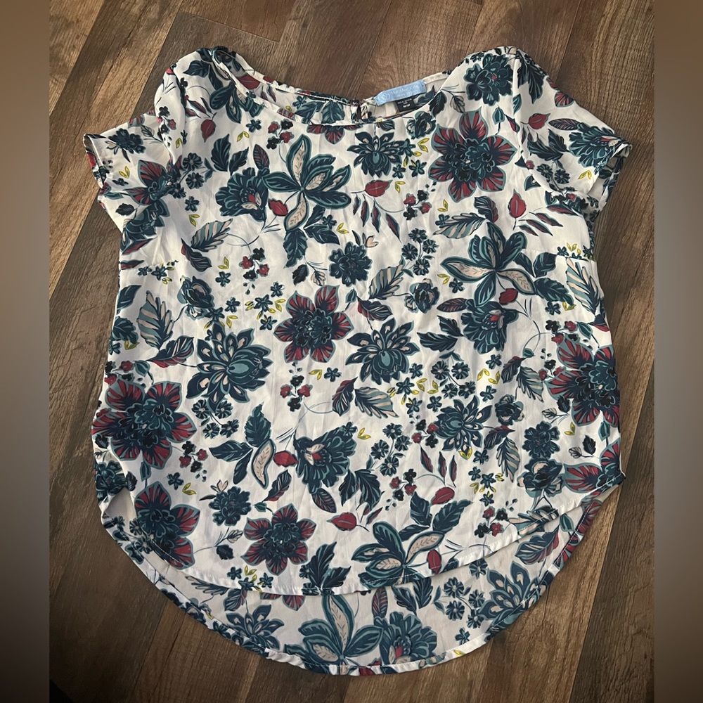 Blue Lily Floral Blouse - Medium